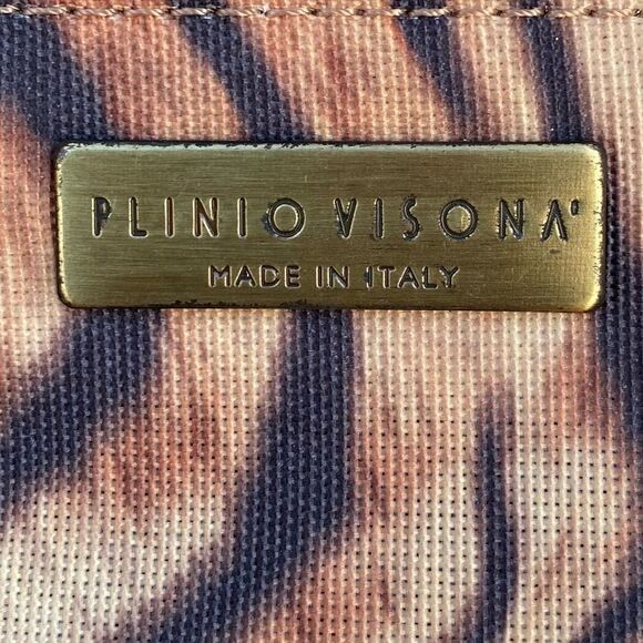 Plinio Visona Maroon/Animal Print Leather Reversible Tote/Crossbody Bag. NWT - Picture 7 of 14